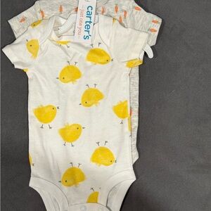 Carter's White One-Piece with Yellow Chick Print